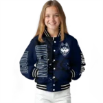 personalized uconn huskies hexagon cluster blue black varsity jacket best selling.webp