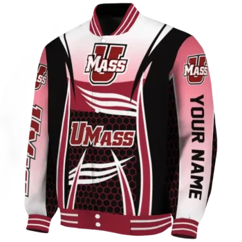 personalized umass minutemen mesh effect red black varsity jacket best selling.webp