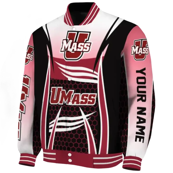 personalized umass minutemen mesh effect red black varsity jacket best selling.webp