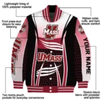 personalized umass minutemen mesh effect red black varsity jacket best selling.webp