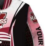 personalized umass minutemen mesh effect red black varsity jacket best selling.webp