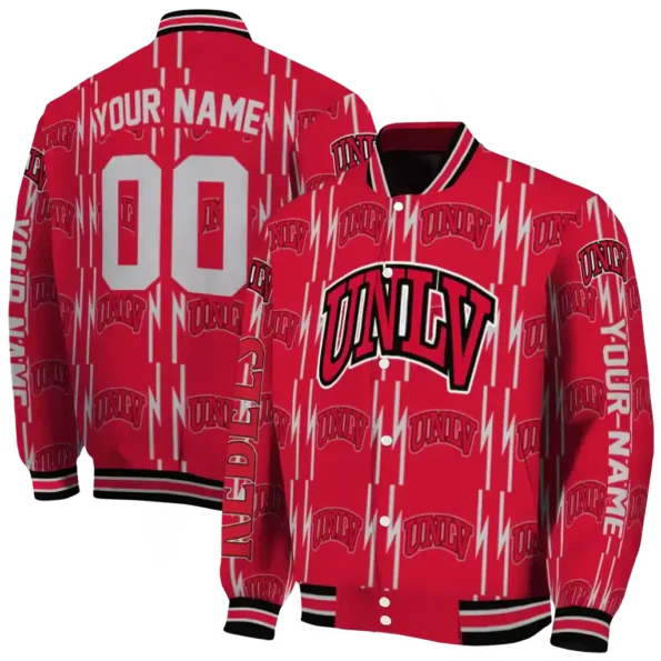 personalized unlv rebels bolt stripe red varsity jacket fashion forward.webp