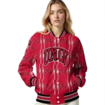 personalized unlv rebels bolt stripe red varsity jacket best selling.webp