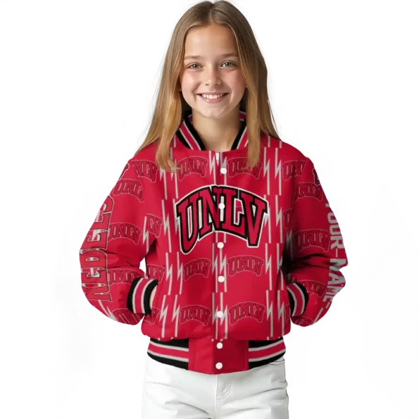 personalized unlv rebels bolt stripe red varsity jacket top rated.webp