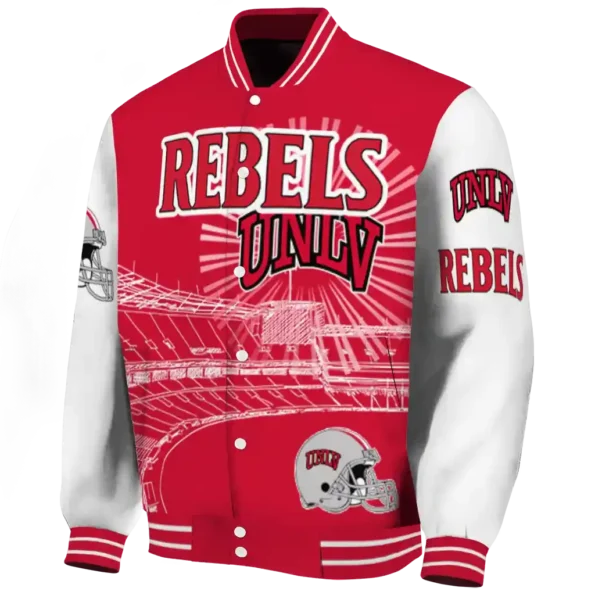 personalized unlv rebels ferris arena red white varsity jacket best selling.webp