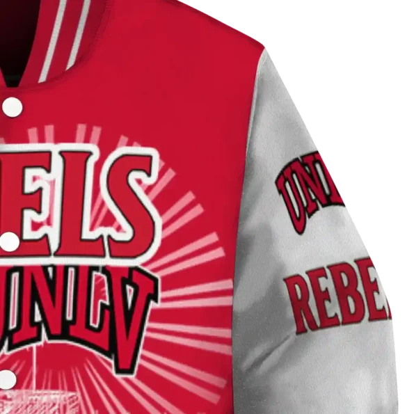 personalized unlv rebels ferris arena red white varsity jacket premium grade.webp