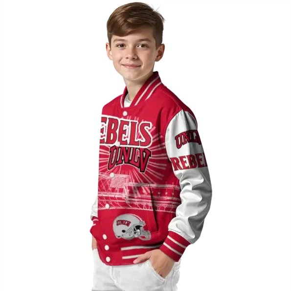 personalized unlv rebels ferris arena red white varsity jacket trendy.webp