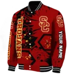 personalized usc trojans hexagon cluster red black varsity jacket best selling.webp