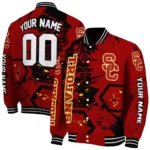 personalized usc trojans hexagon cluster red black varsity jacket best selling.webp