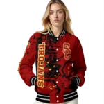 personalized usc trojans hexagon cluster red black varsity jacket best selling.webp