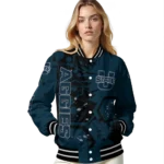 personalized utah state aggies hexagon cluster navy black varsity jacket best selling.webp