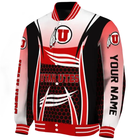 personalized utah utes mesh effect red black varsity jacket best selling.webp