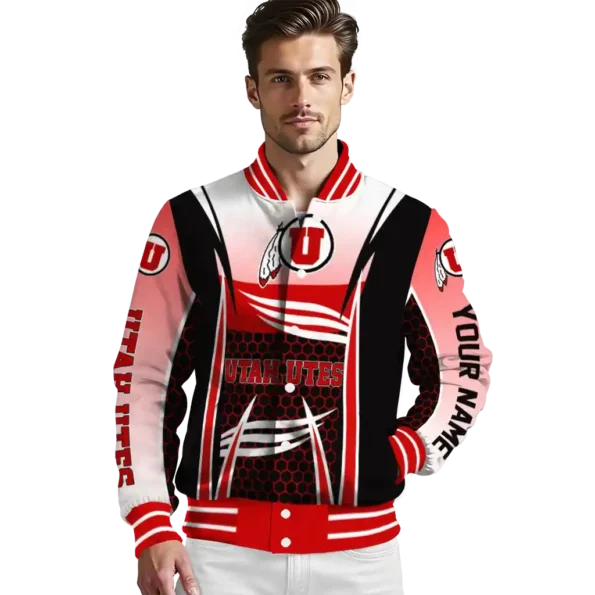 personalized utah utes mesh effect red black varsity jacket high quality.webp