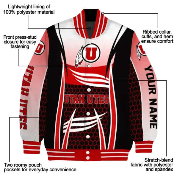 personalized utah utes mesh effect red black varsity jacket new arrival.webp