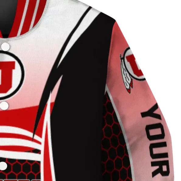 personalized utah utes mesh effect red black varsity jacket premium grade.webp