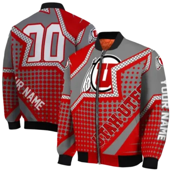 personalized utah utes star burst red bomber jacket fashion forward