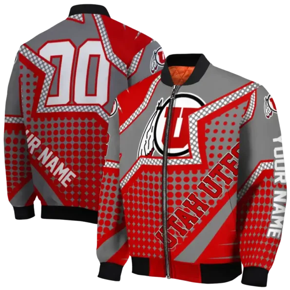 personalized utah utes star burst red bomber jacket fashion forward