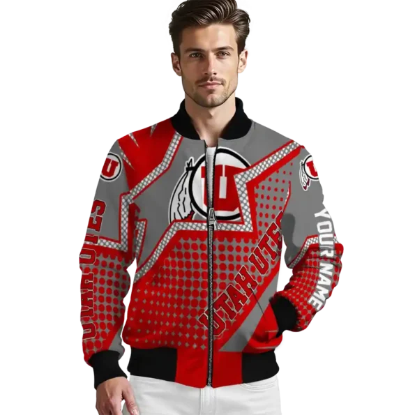 personalized utah utes star burst red bomber jacket high quality