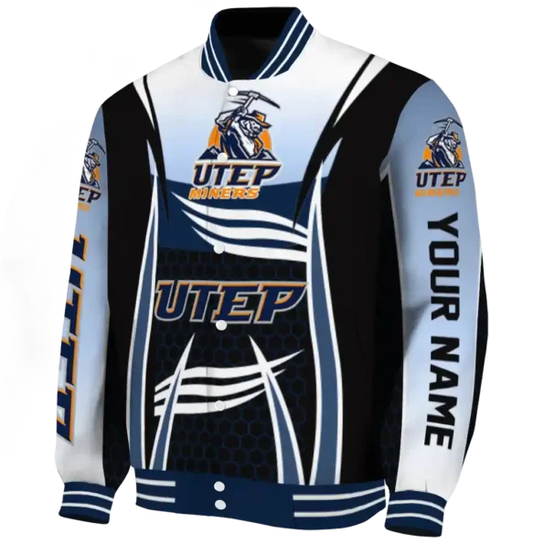 personalized utep miners mesh effect blue black varsity jacket best selling.webp