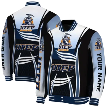 personalized utep miners mesh effect blue black varsity jacket fashion forward.webp