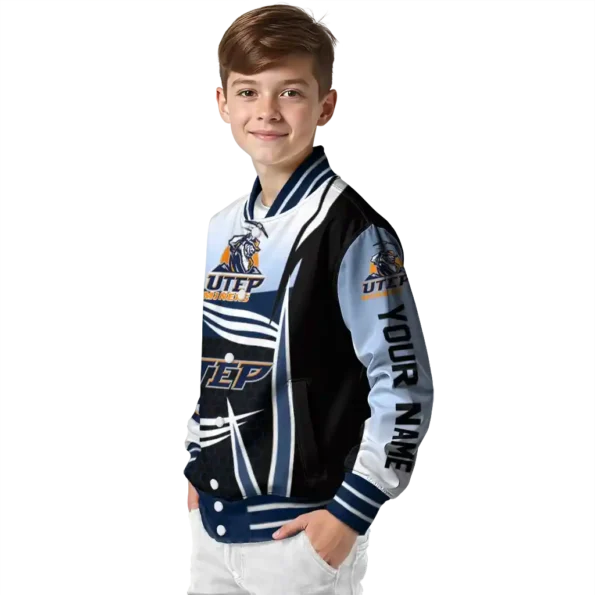 personalized utep miners mesh effect blue black varsity jacket trendy.webp
