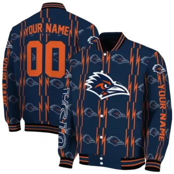 personalized utsa roadrunners bolt stripe orange varsity jacket fashion forward.webp