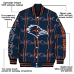 personalized utsa roadrunners bolt stripe orange varsity jacket best selling.webp