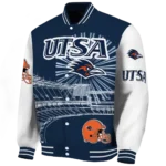 personalized utsa roadrunners ferris arena orange white varsity jacket best selling.webp