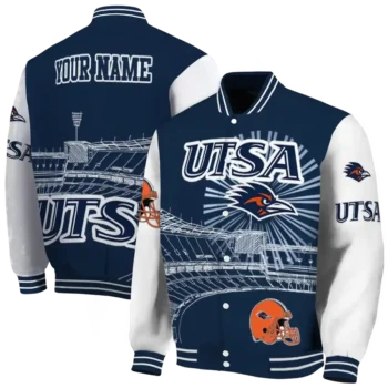 personalized utsa roadrunners ferris arena orange white varsity jacket fashion forward.webp