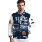 personalized utsa roadrunners ferris arena orange white varsity jacket best selling.webp