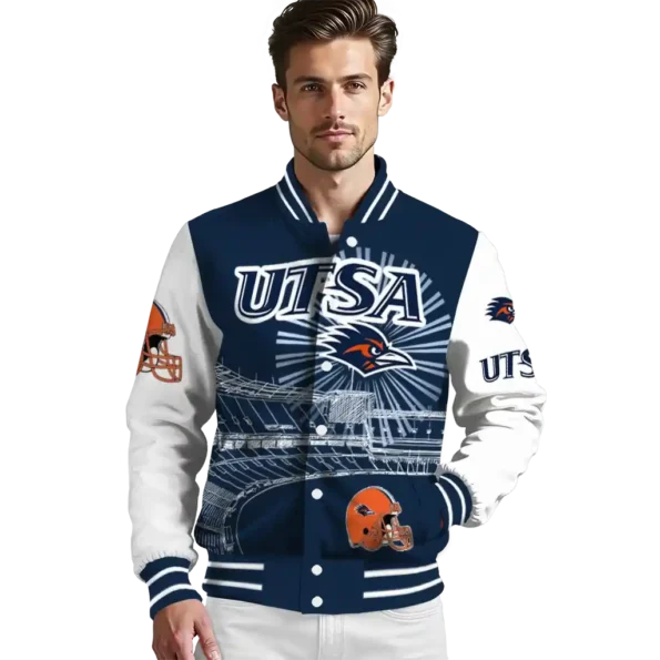 personalized utsa roadrunners ferris arena orange white varsity jacket high quality.webp