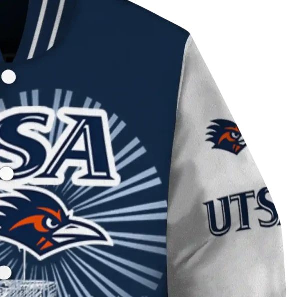 personalized utsa roadrunners ferris arena orange white varsity jacket premium grade.webp