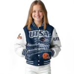 personalized utsa roadrunners ferris arena orange white varsity jacket best selling.webp
