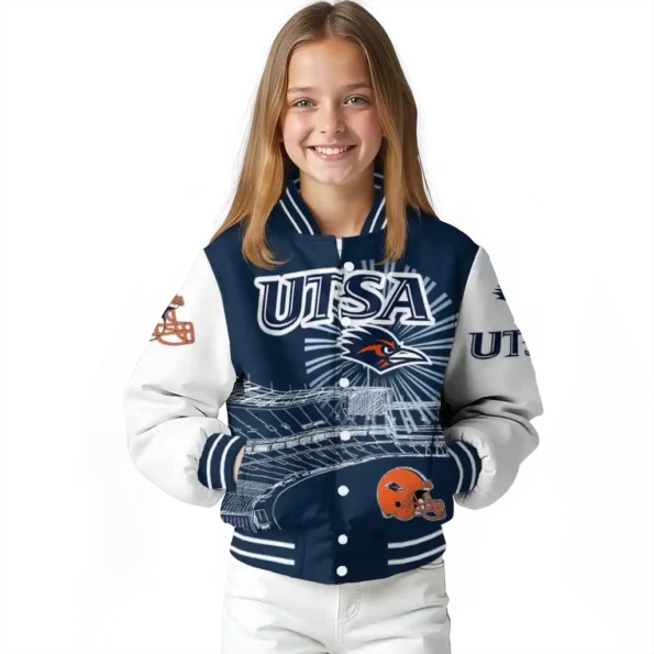 personalized utsa roadrunners ferris arena orange white varsity jacket top rated.webp