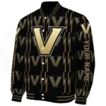 personalized vanderbilt commodores bolt stripe black varsity jacket best selling.webp