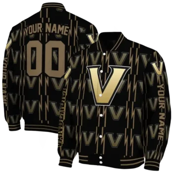 personalized vanderbilt commodores bolt stripe black varsity jacket fashion forward.webp