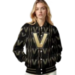 personalized vanderbilt commodores bolt stripe black varsity jacket best selling.webp