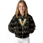 personalized vanderbilt commodores bolt stripe black varsity jacket best selling.webp