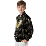 personalized vanderbilt commodores bolt stripe black varsity jacket best selling.webp