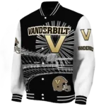 personalized vanderbilt commodores ferris arena black white varsity jacket best selling.webp
