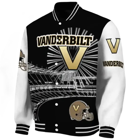 personalized vanderbilt commodores ferris arena black white varsity jacket best selling.webp