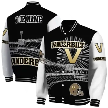 personalized vanderbilt commodores ferris arena black white varsity jacket fashion forward.webp