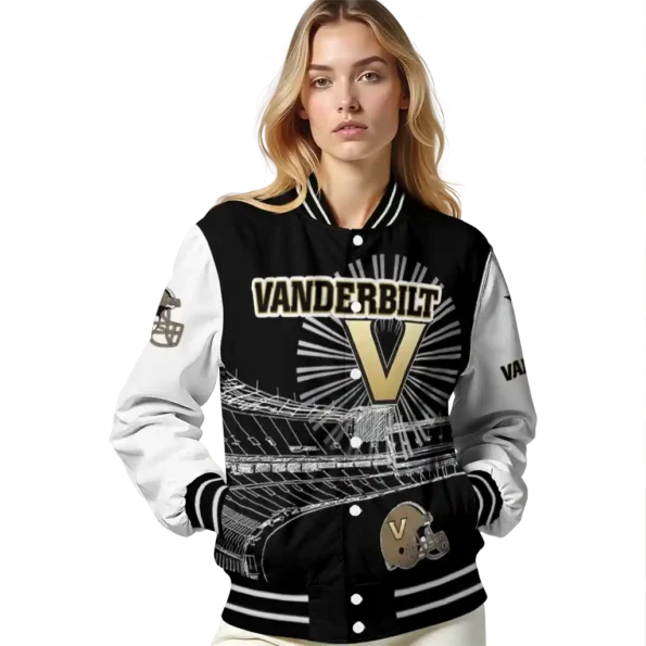 personalized vanderbilt commodores ferris arena black white varsity jacket latest model.webp