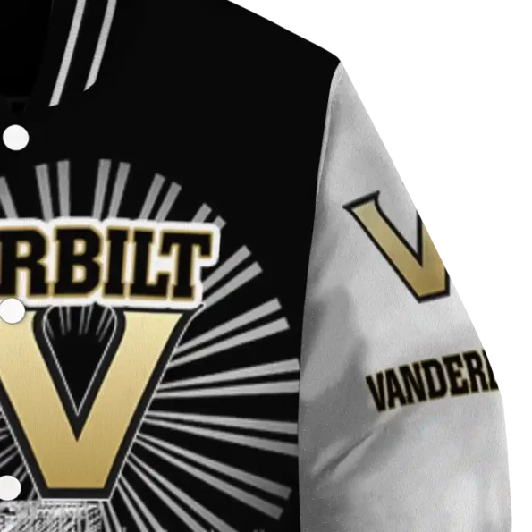 personalized vanderbilt commodores ferris arena black white varsity jacket premium grade.webp