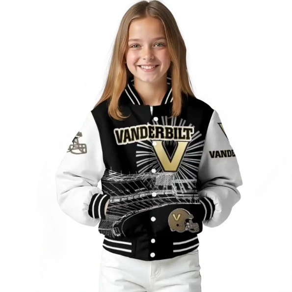 personalized vanderbilt commodores ferris arena black white varsity jacket top rated.webp