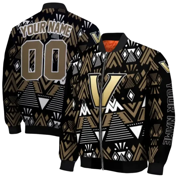 personalized vanderbilt commodores pyramid shapes black bomber jacket fashion forward