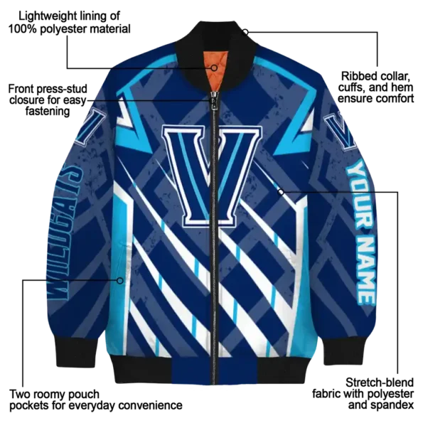 personalized villanova wildcats chevron angles navy bomber jacket new arrival