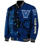 personalized villanova wildcats hexagon cluster navy black varsity jacket best selling.webp