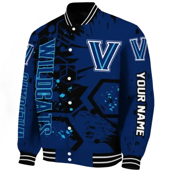 personalized villanova wildcats hexagon cluster navy black varsity jacket best selling.webp