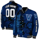 personalized villanova wildcats hexagon cluster navy black varsity jacket best selling.webp